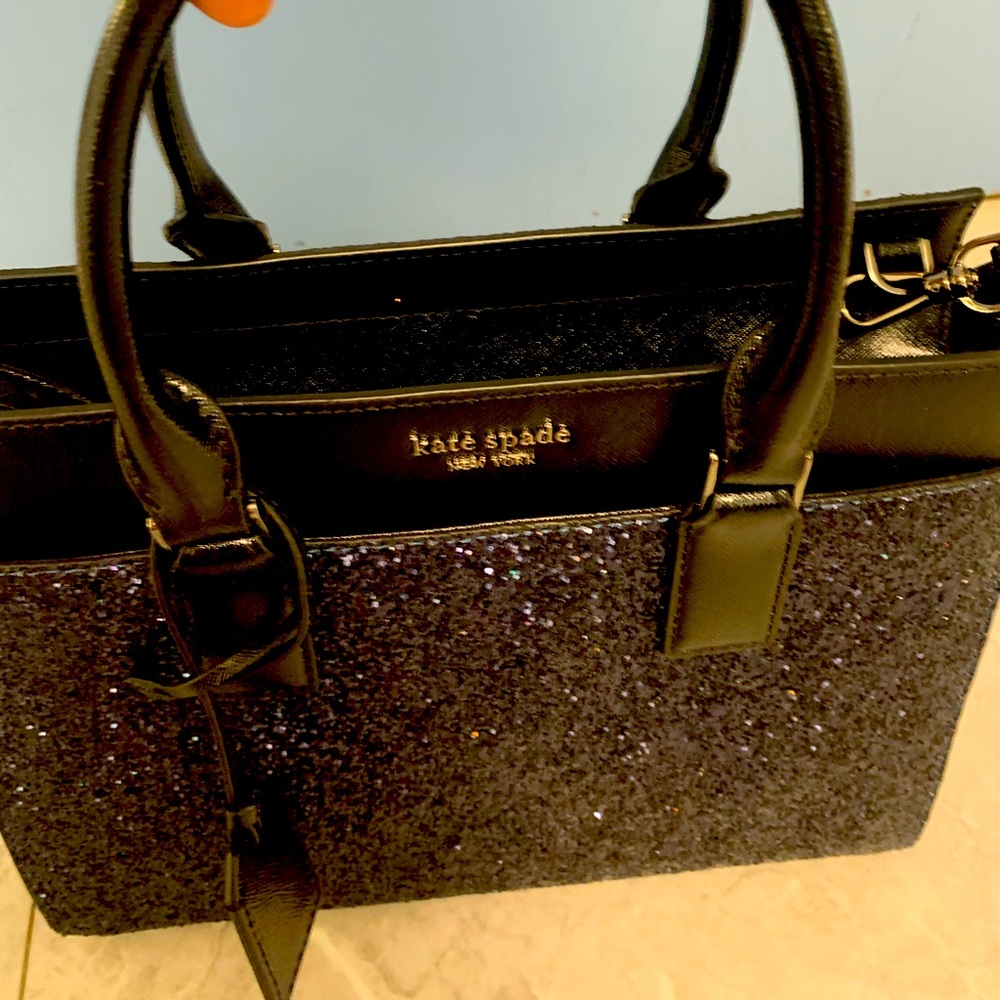 NWT Kate Spade Cameron Medium Glitter Satchel leather Handbag Sparkle